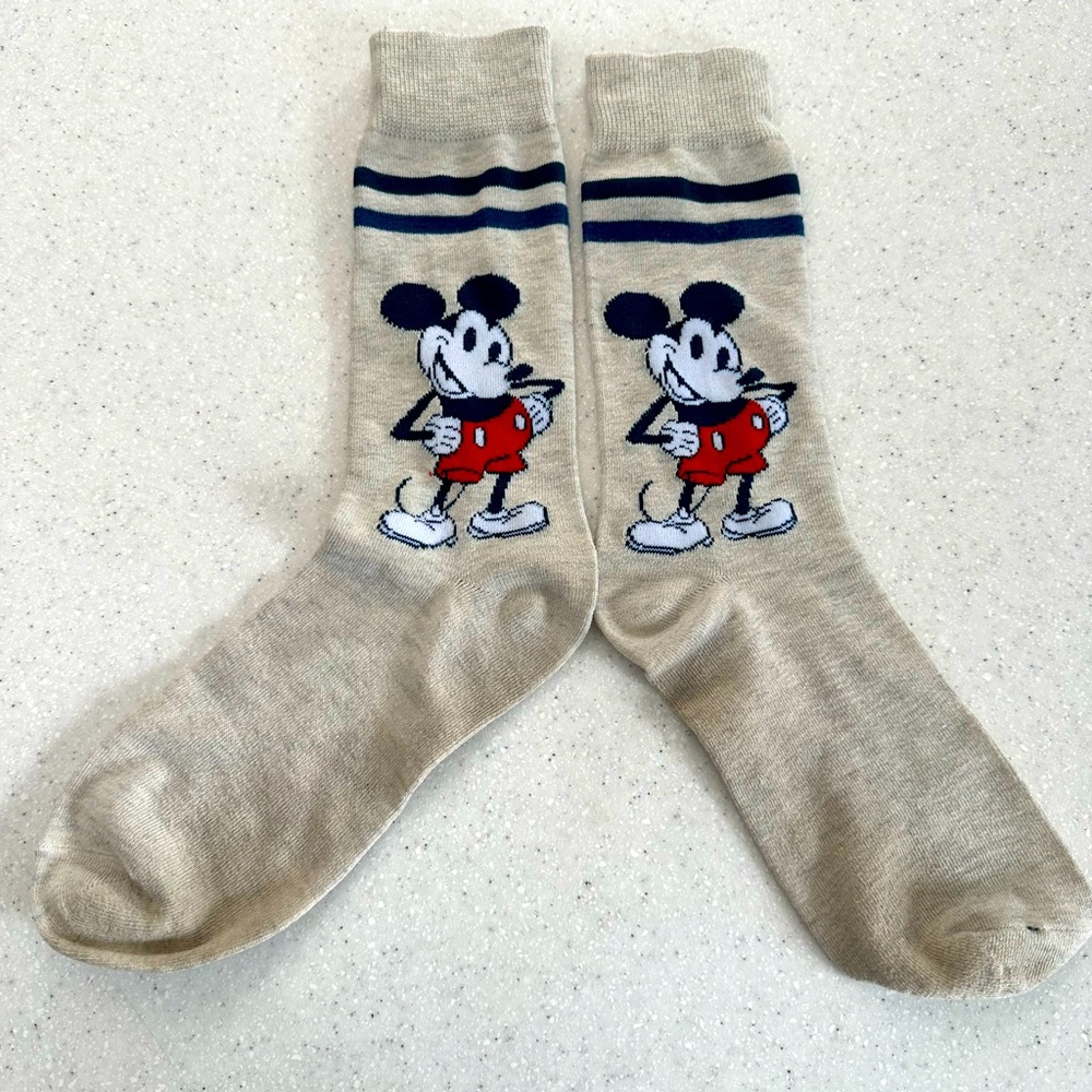Mickey Mouse Adult Size Socks! Red, Blue, Cream.
